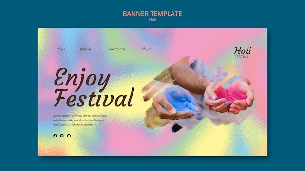 Holi festival banner sjabloonontwerp