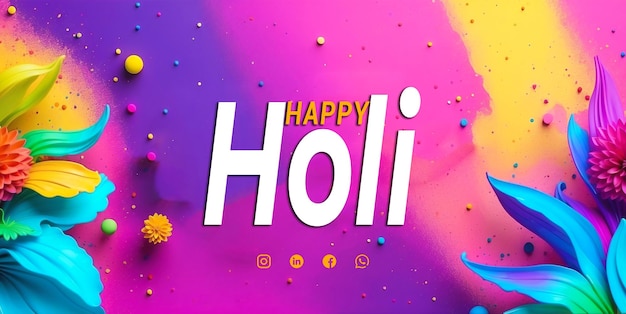 Holi festival celebration banner template psd