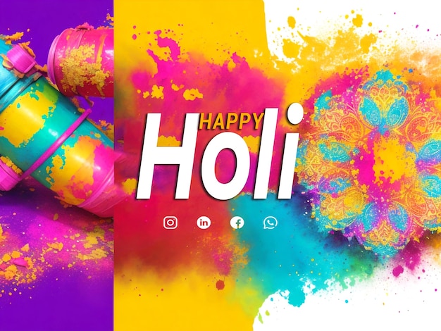 Holi festival celebration banner template psd