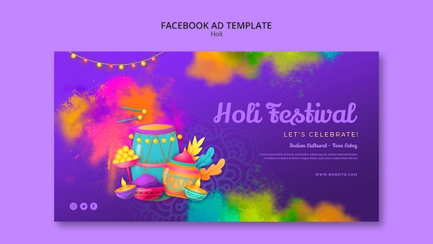 Modello di facebook per la celebrazione del festival di holi