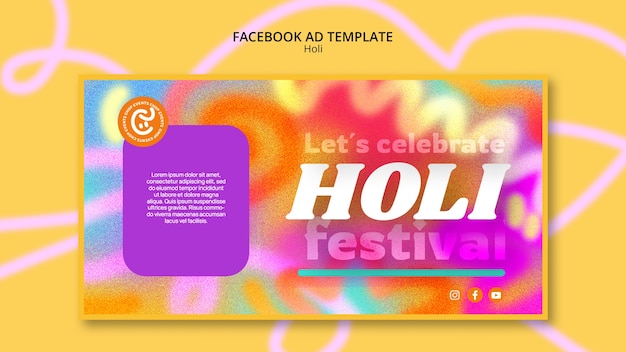 PSD modello di facebook per la celebrazione del festival di holi