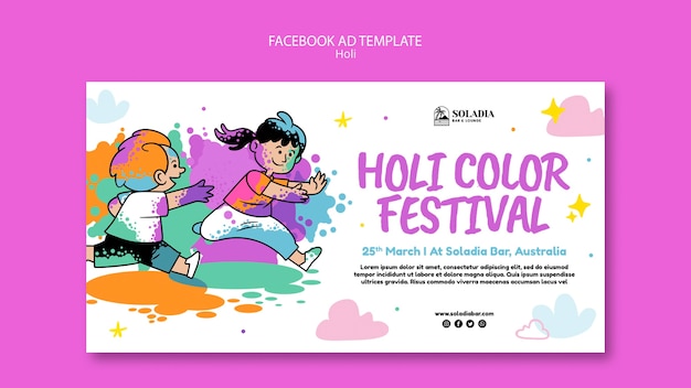 PSD holi festival celebration facebook template