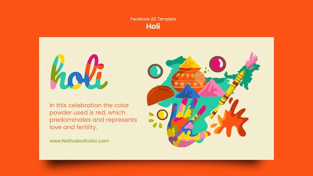 PSD holi festival celebration facebook template