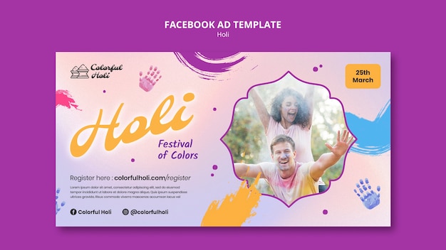 PSD holi festival celebration facebook template