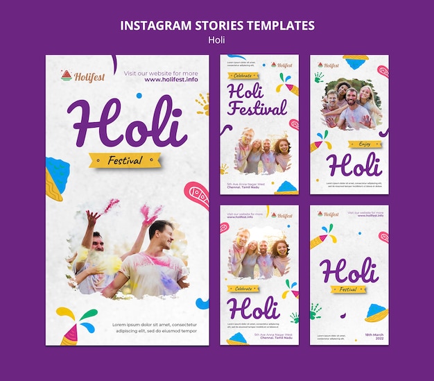 Storie di instagram di celebrazione del festival di holi