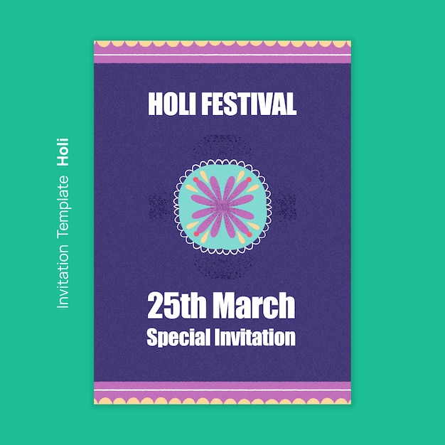 PSD modello di invito per la celebrazione del festival holi