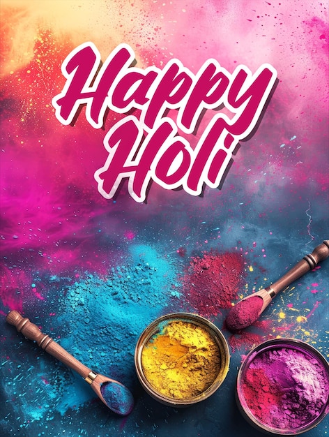 Holi festival celebration vertical poster template