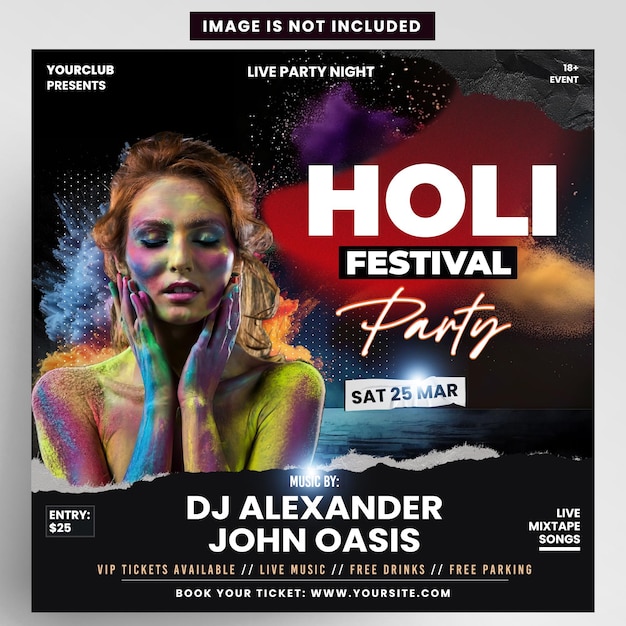 Holi Festival Club Party Flyer Banner Na Instagramie