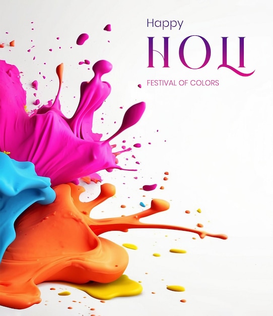 Holi festival concept multicolor splashes on white background