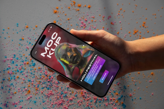 PSD holi festival device mockup