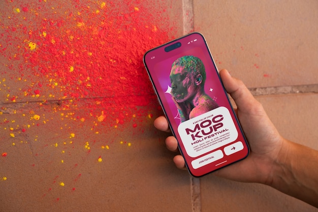 Holi festival device mockup