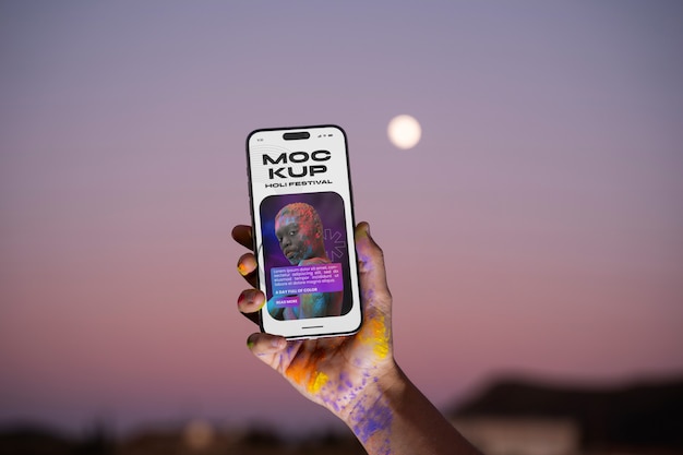 PSD holi festival device mockup