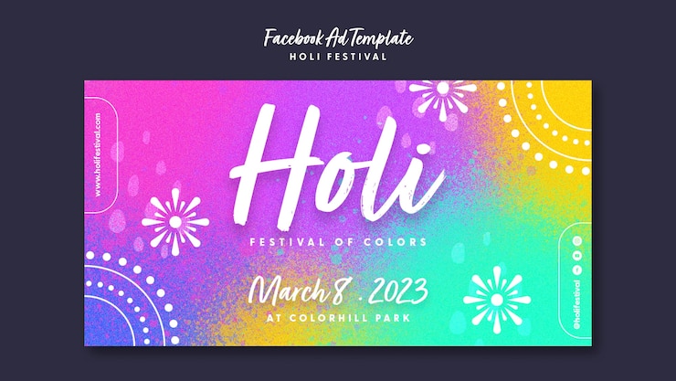 PSD holi 축제 페이스북 광고 템플릿 디자인