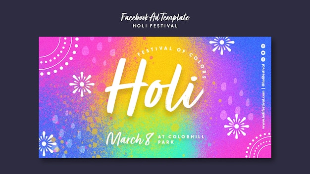 Holi festival facebook ad template design