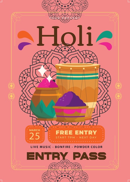 PSD holi festival flyer sjabloon