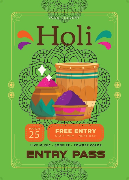 Holi festival flyer sjabloon