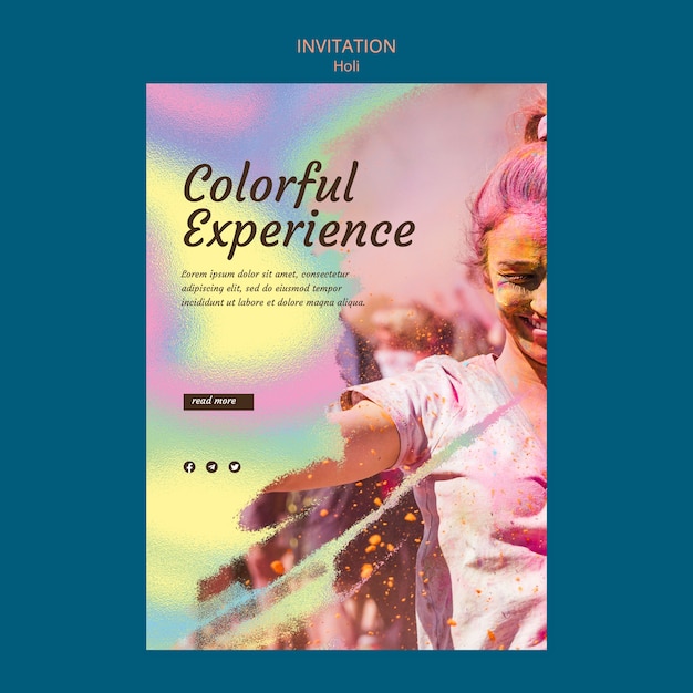 Holi festival invitation template design