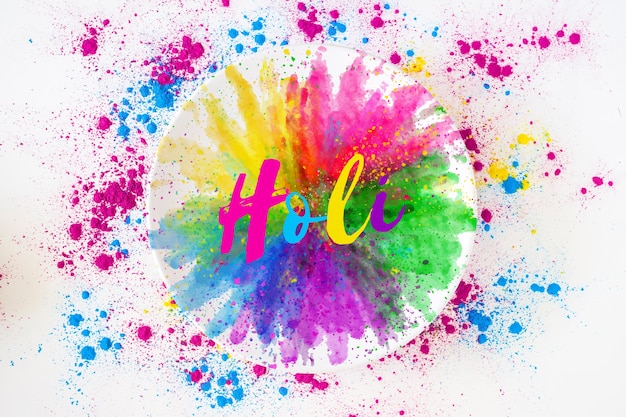 Holi festival mockup met ronde plaat