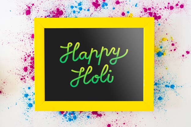 PSD mockup di festival di holi con cornice