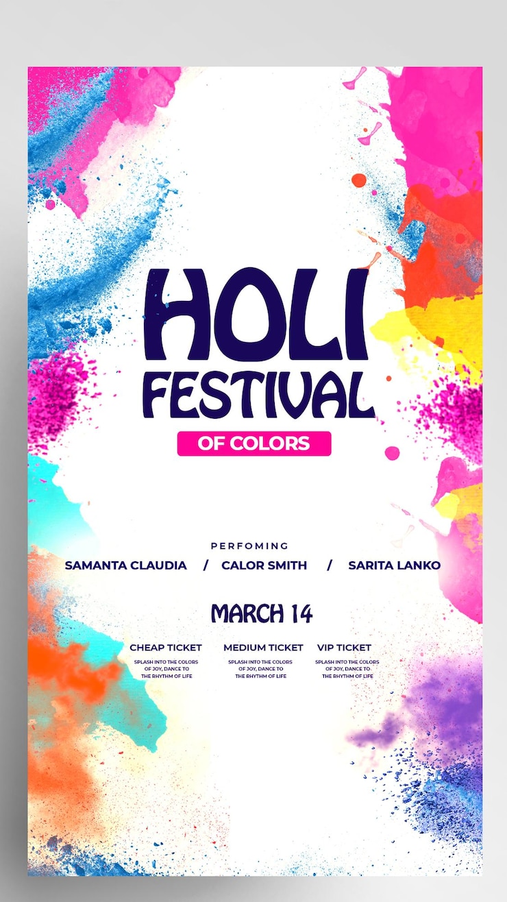 PSD holi festival of colors party instagram story flyer design