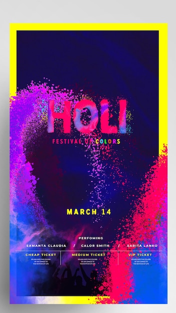 Holi Festival Party of Colors Instagram Story Flyer Design