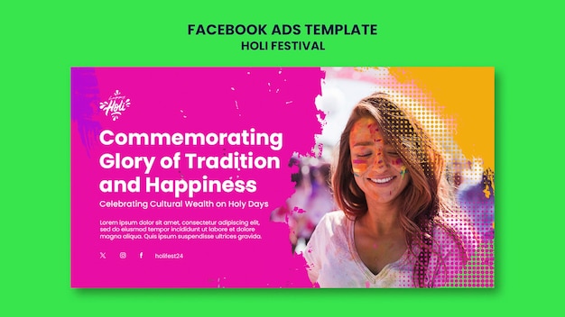 PSD holi festival viering facebook-sjabloon