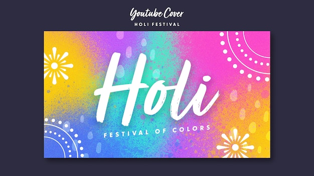 PSD design del modello di copertina di holi festival youtube