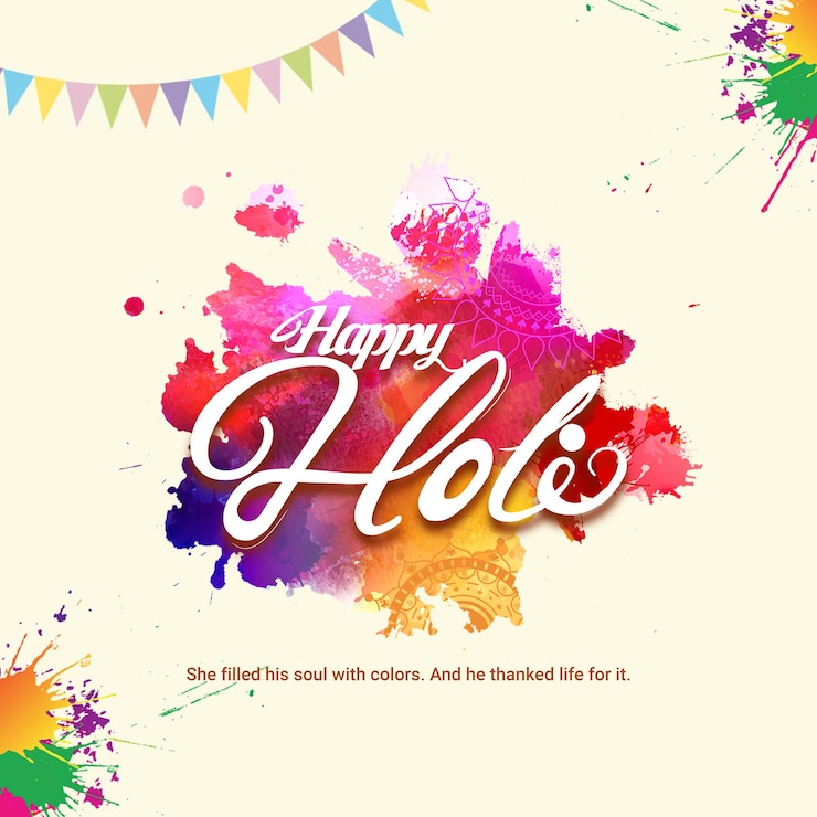PSD holi festiwal social media post szablon projektowania.
