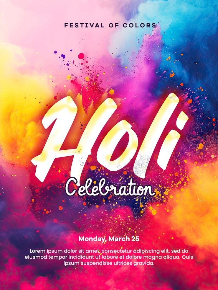 PSD holi festiwal świętowanie pionowe szablon plakat