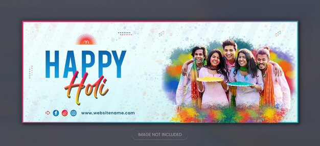 PSD holi new facebook cover design and holi festival celebration social media post design template