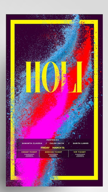 holi party event festival of colors instagram story flyer design