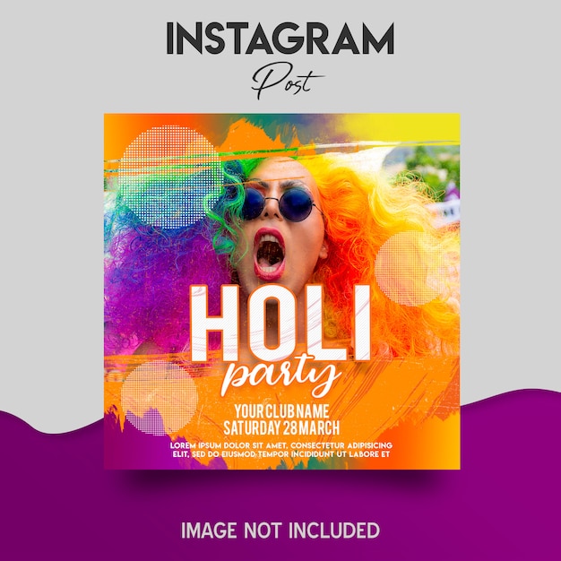 PSD holi party instagram post