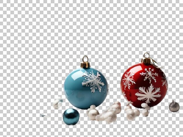 Holiday balls snowflakes art on white background