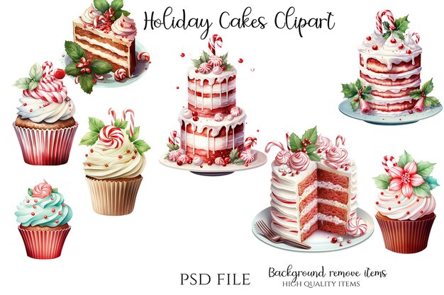 PSD holiday cakes cliart illustration high quality psd