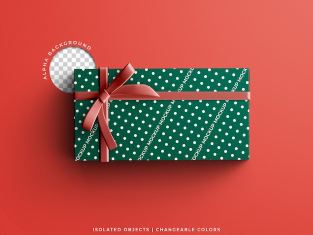 PSD holiday christmas gift present box paper wrapping pattern mockup scene creator isolated
