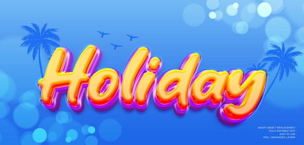 PSD holiday glossy text editable 3d style text effect