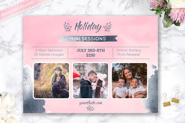 PSD holiday mini session photography template