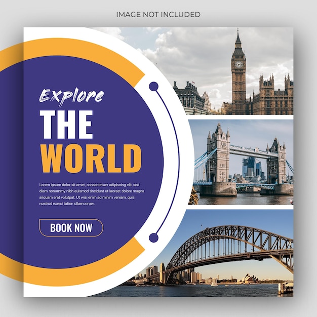 Holiday package social media post template for travel agency