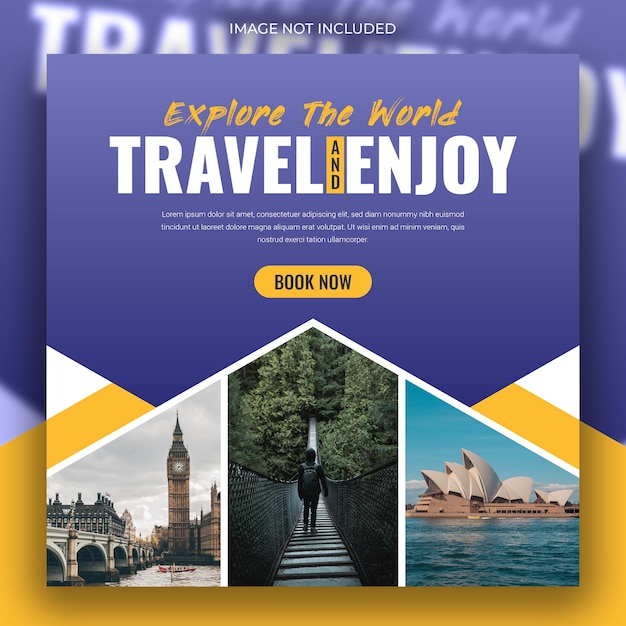 Holiday package social media post template for travel agency