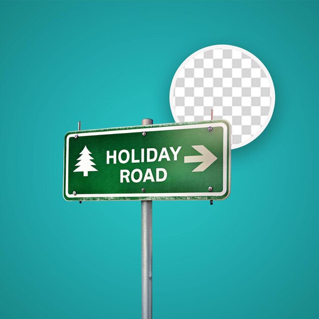 PSD holiday road sign with pole