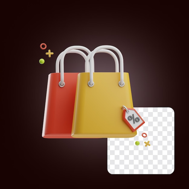 Holiday shopping bag 3d icon illustration