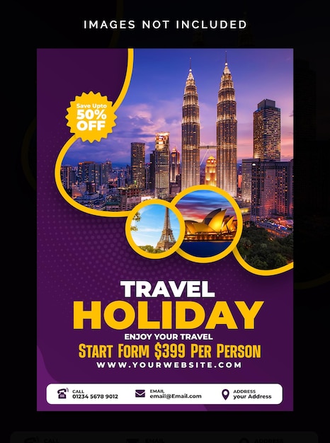 PSD holiday travel flyer design