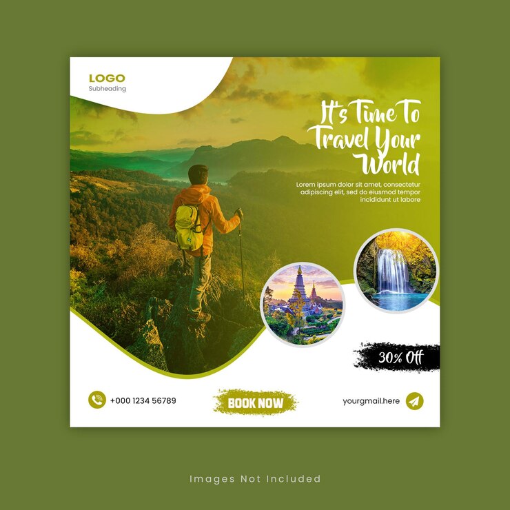 Holiday travel, traveling or summer beach travelling post or web banner