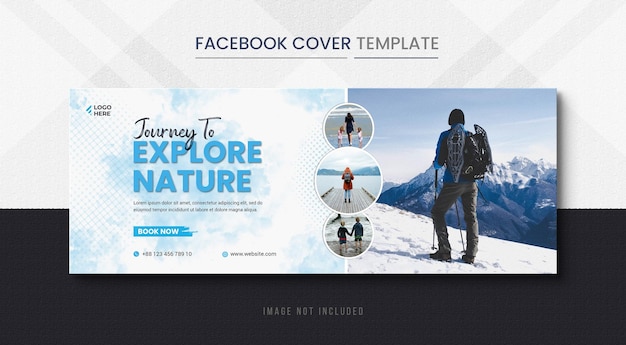 Modello di banner per copertina facebook di holiday travels e timeline di viaggio