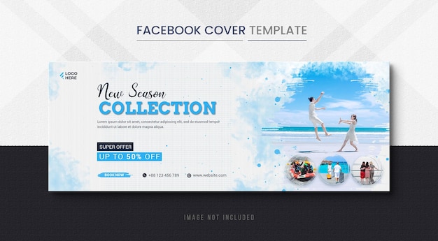 Modello di banner per copertina facebook di holiday travels e timeline di viaggio