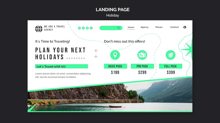 PSD holidays landing page template with photo