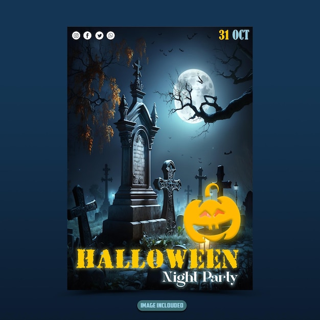 Holloween feest PSD-flyer