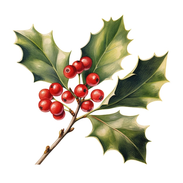 PSD holly berries for christmas event акварель стиль ии сгенерирован