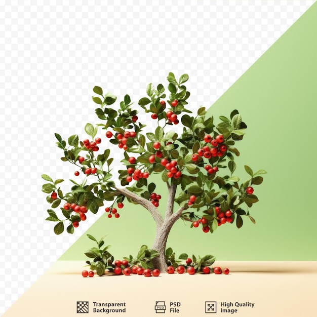 PSD 透明な背景とテキストの空白のスペースに果実を備えたホリーツリー