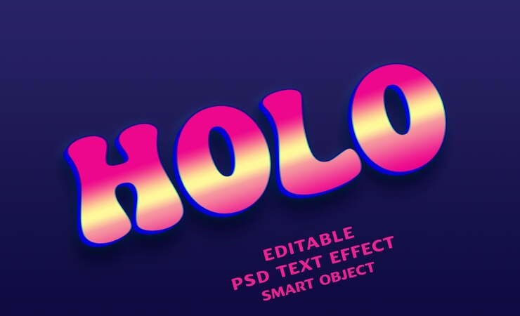 PSD holo 3d text effect design